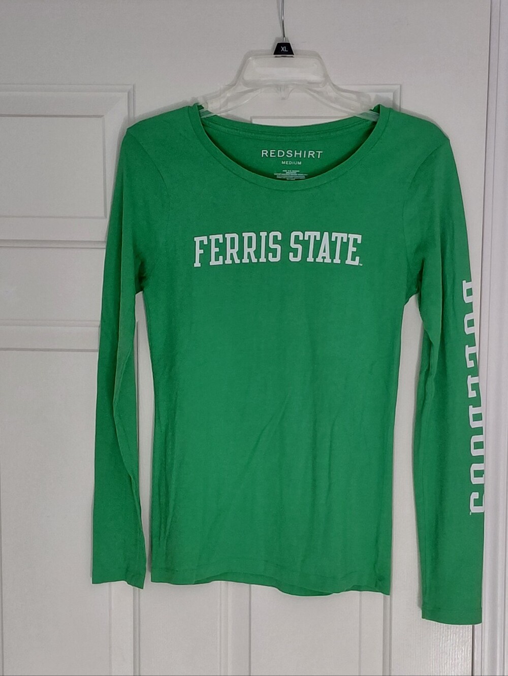 Redshirt Ferris University Neon Green College Long Sleeve Cotton Tshirt Size Med